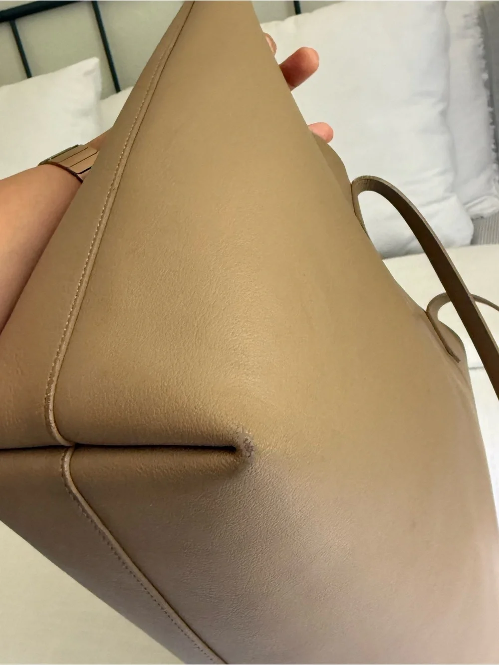 Sain Laurent YSL Large East/West Shopping  Tote Purse Dark Beige Leather